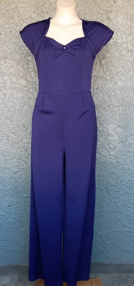 Jumpsuit, 40’s inspired, polyester, navy blue, by ‘Banned Apparel ...