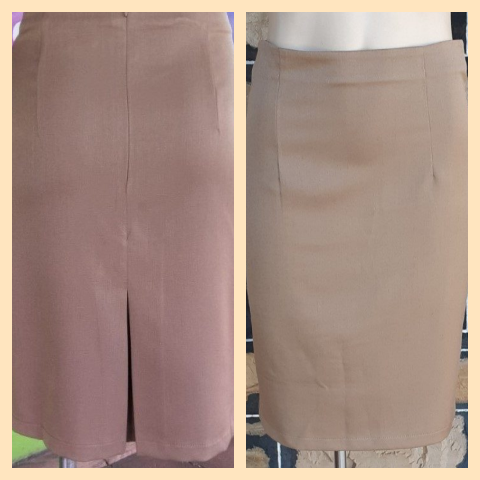 Pencil skirt, 50's inspired, beige, poly/rayon/elastin, 'new'. by 'Banned Apparel'
