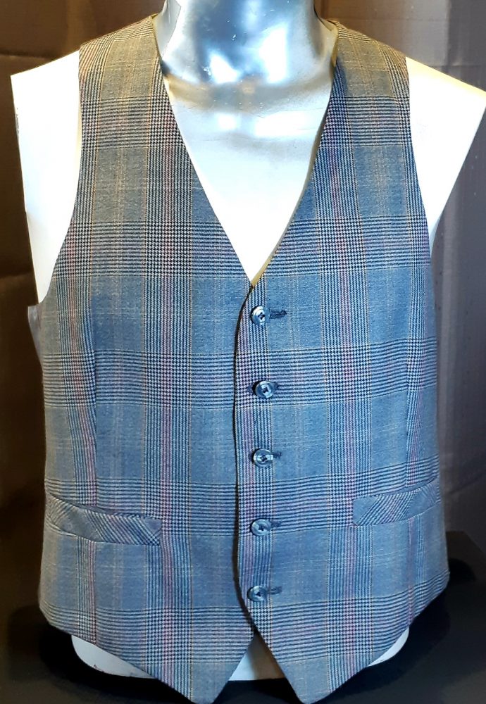 Waistcoat,1970’s, Grey/cream/black/red checked, Made in USA, size M ...