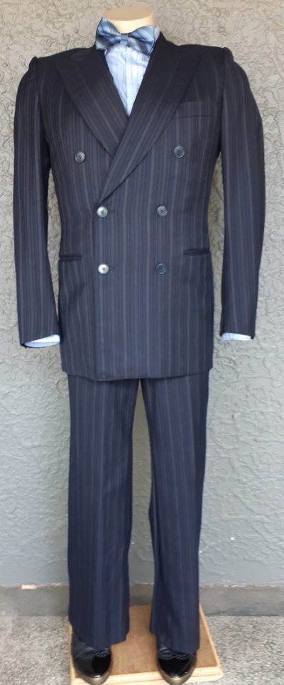 1960's Navy Pinstriped 2 pc suit by 'Cerruti' size XS