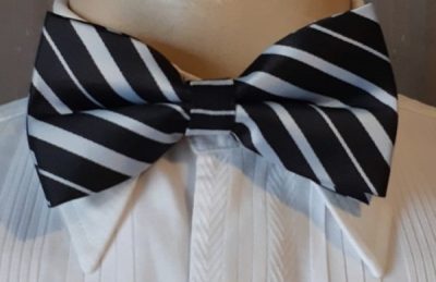 Bow tie, Black and white Candy Striped, polyester by 'Van Dyke' of Holland, USA