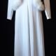 White jersey Maxi dress and jacket with faux fur trim, polyester size 12