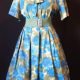 Original 50's swing dress, floral print, nylon/ rayon, by 'Lorna Fashions Inc.', size 16.