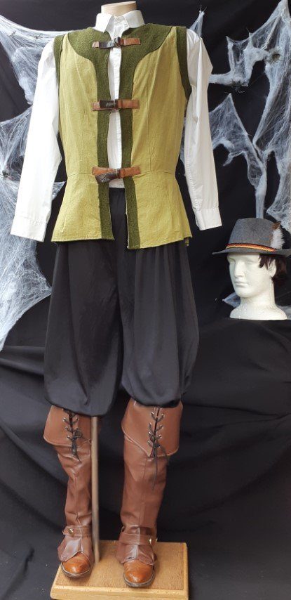 'Woodcutter' inspired costume, vest, pants, hat and boot covers, size M