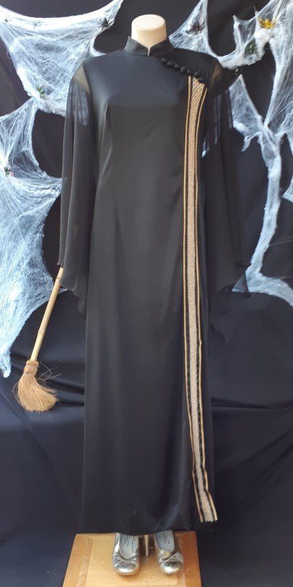 'Endora' inspired 1970's black Gown, jersey by 'Jafa of Melbourne' size 14