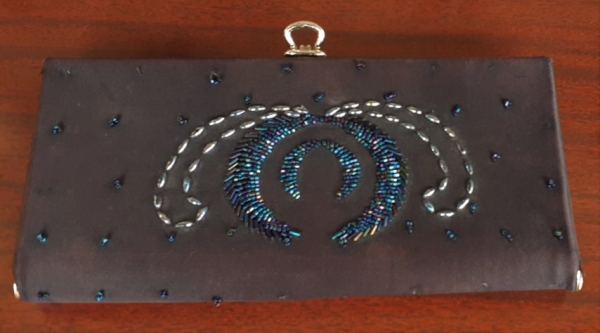 Clutch, Black polyester beaded.
