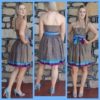 1980's Strapless Party dress, Coffee/blue/purple Polka-dot, silk, by 'Suzanne Cole', size 8