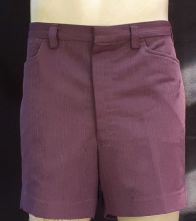 1970's Original Men's shorts, Crimplene, eggplant by 'Edward Fletcher', size 36"