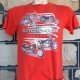 Vintage Tee, cotton, red, motorcycle print, USA, size M
