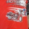 Vintage Tee, cotton, red, motorcycle print, USA, size M - Image 3