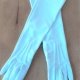 Vintage 3/4 length gloves, pale blue, polyester, size M