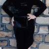 1960's Cocktail Frock, Black, Velvet, long sleeves, handmade, size 12 - Image 3