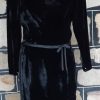 1960's Cocktail Frock, Black, Velvet, long sleeves, handmade, size 12 - Image 4