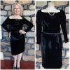 1960's Cocktail Frock, Black, Velvet, long sleeves, handmade, size 12