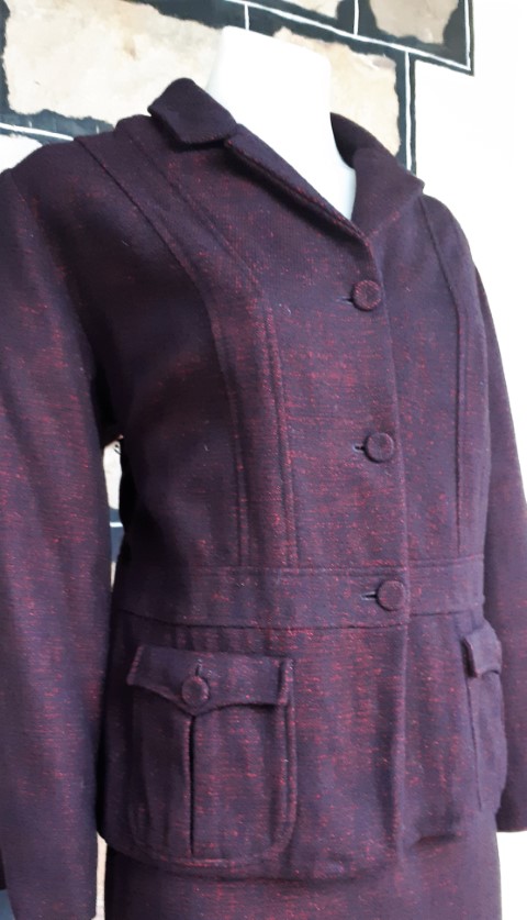 1970’s Suit, Jacket & skirt, Wool, Dark Plum, by ‘Geoff Bade’ size 10 ...
