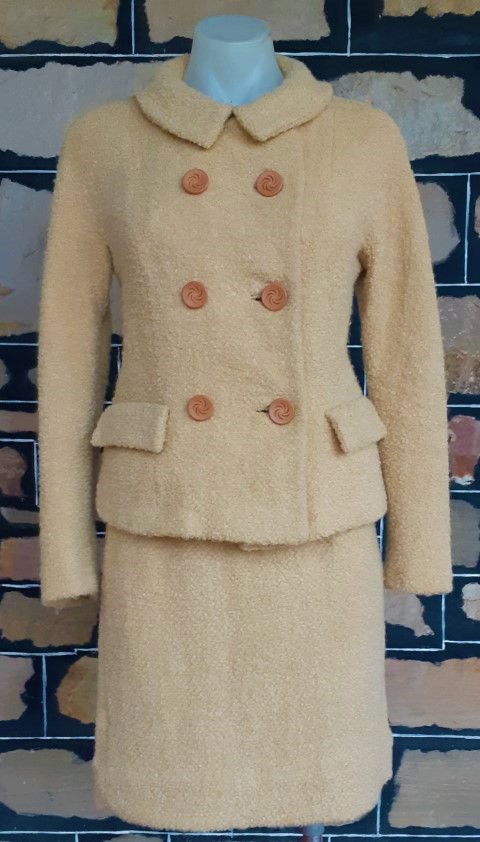 Suit, Jacket & pencil skirt, 1960's, wool, pale toffee colour, by 'Kartex of Melbourne' size 10