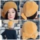 Vintage 50's cloche with bow trim, Velvet Hat, Mustard, by 'Janifer' size 55.5cm