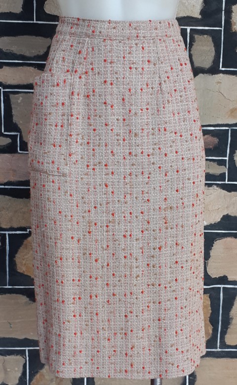 Pencil skirt, 1950's, wool, coffee/red, by 'Styleader' of Melbourne Australia, size 8 - Image 6