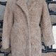 Faux Fur Sheepskin 3/4 length coat, 70's inspired, beige, size 14