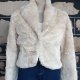 Faux Fur Cropped Jacket, Cream, Polyester size 16