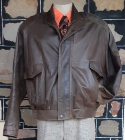 Leather Bomber Jacket, brown, 1980's, by 'Torino' made in New Zealand, size XL