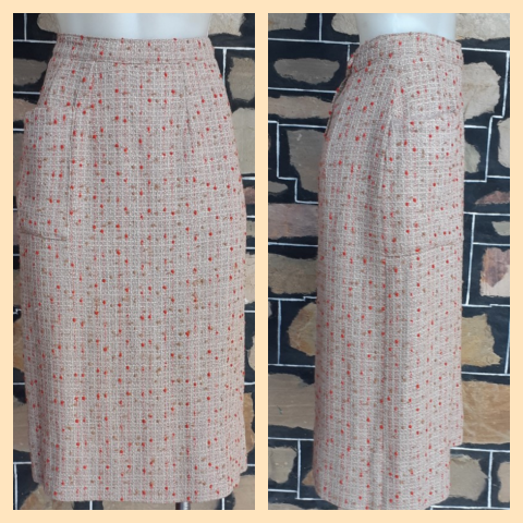 Pencil skirt, 1950's, wool, coffee/red, by 'Styleader' of Melbourne Australia, size 8