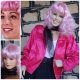 'Frenchie' from Grease costume. Wig, jacket + neck tie, pink, polyester, size L