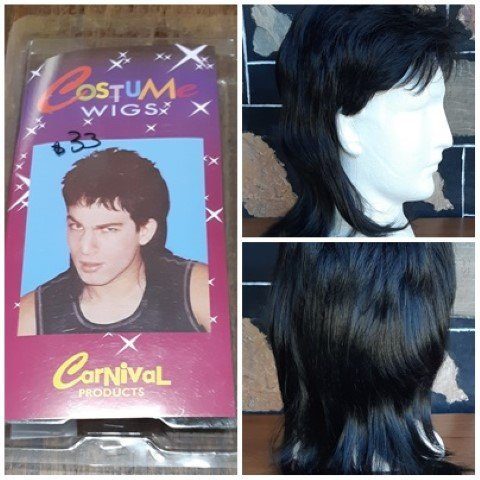 Mullet wig, black, by 'Carnival Products', synthetic