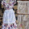 Vintage Apron,1950's, nylon, white with floral detail, handmade.
