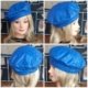 Beret, leather, 1970's, electric blue.