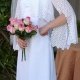 1970's Wedding Dress, Bell sleeved, poly/cotton, handmade, size 10-12