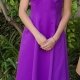 1970's Gown, Princess Line, purple, polyester, hand made, size 10