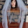 1970's, Wedding Dress & Veil, Bell sleeved, poly/cotton, handmade, size 10-12 - Image 12