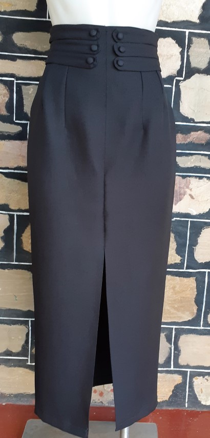 Pencil skirt, midi, black, polyester, by 'UNik', size 8