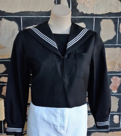 Japanese School Girl Uniform Top & hat, Black, polyester size 6-8