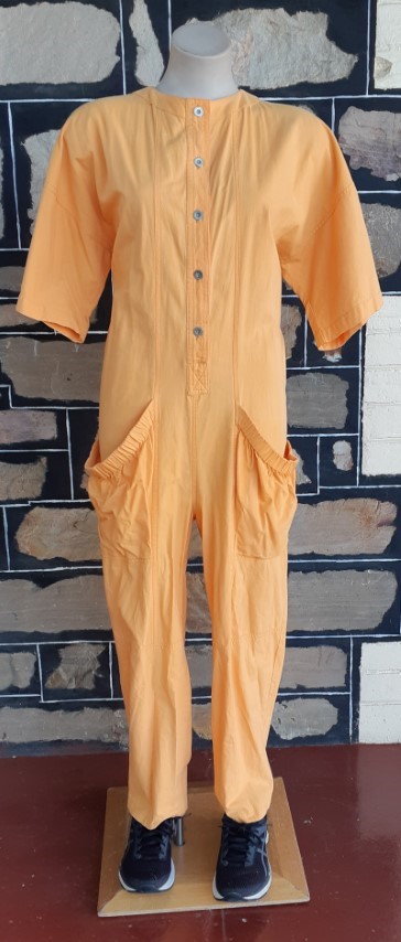Jumpsuit, 1980's, orange, cotton, by 'Victor' size 10-12