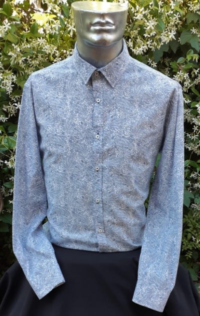 Paisley Print Shirt, Blue, poly/cotton, by 'Connor' size L