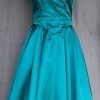 1980's Evening Dress, green, silk/ polyester, handmade, size 8 - Image 6