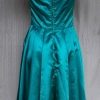 1980's Evening Dress, green, silk/ polyester, handmade, size 8 - Image 2