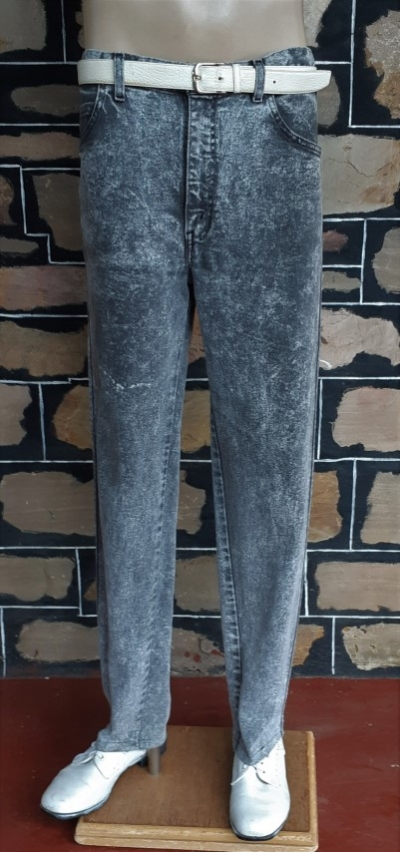 1980's, Acid Wash Jeans, Grey, Stretch Denim, size 38"