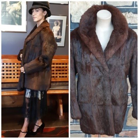 Vintage Fur 3/4 length Coat, Chocolate Brown, by 'Solmar', size 20-24
