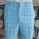 Shorts, blue checked, 1970's, linen/ polyester, by 'Amco' size 36"