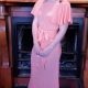 1940's Gown, with choker & broach, Apricot, Crepe, handmade, size 10