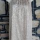 1960's Inspired, Raglan Sleeve Dress, Sequined & Chiffon, taupe, size 10-12