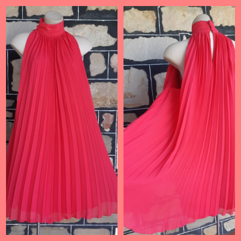 1960's, Party Dress, Watermelon, polyester, by 'Silhouettes' size 16