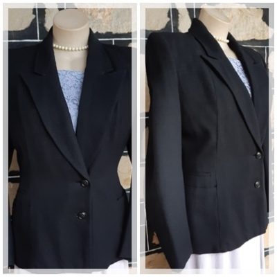1940's Jacket, wool/crepe, black by 'Michaelson' size 12-14