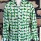 1970's Disco Shirt, polyester, green/white, by 'Minerva', size S