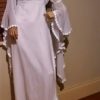 1970's, Wedding Dress and Veil, Chiffon, Bell Sleeves, Handmade, White, size 10 - Image 3