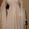 1970's, Wedding Dress and Veil, Chiffon, Bell Sleeves, Handmade, White, size 10 - Image 6