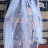 1970's, Wedding Dress and Veil, Chiffon, Bell Sleeves, Handmade, White, size 10 - Image 12